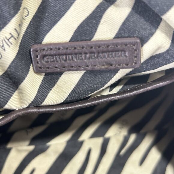 Cynthia Rowley Large Two Tone Brown Leather Satchel Snakeskin And Ostrich Print - Picture 9 of 16